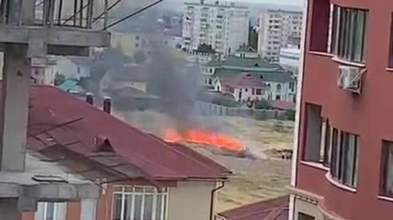 В Бишкеке горит сухотравие. Видео