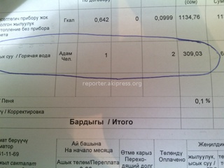 ОАО «Бишкектеплосеть» отвечает на жалобу читателя по поводу суммы оплаты за воду