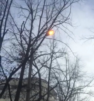 На ул.Логвиненко в Бишкеке днем горят фонари уличного освещения (видео)