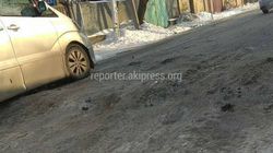 В Кызыл-Аскере возле школы №15 лежачий полицейский зарос льдом