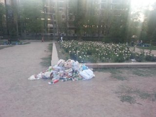 Куча мусора посреди парка имени Горького по Исанова <b>(фото)</b>