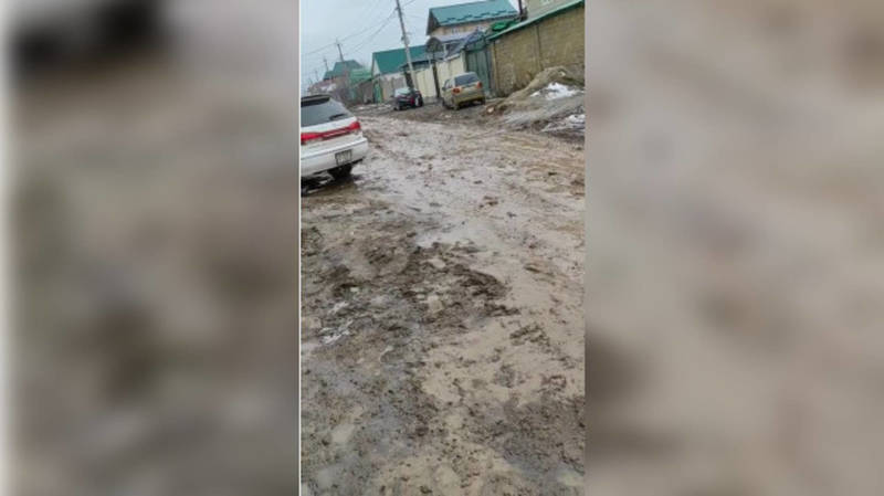 Житель жилмассива Алтын-Ордо жалуется на дорогу. Фото