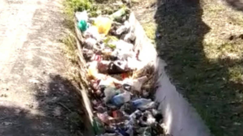 В Оше жители выбрасывают мусор в арык. Видео