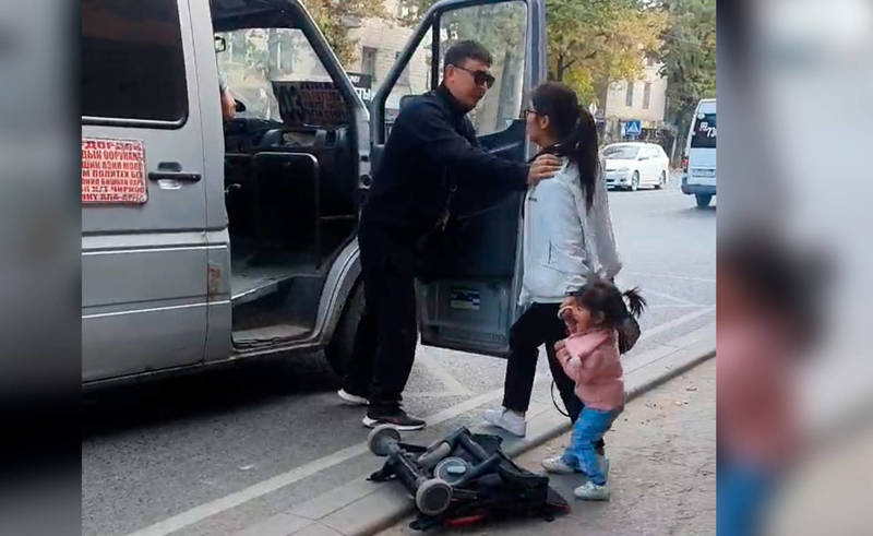 Водитель маршрутки №203 отказался сажать женщину с ребенком и коляской. Видео