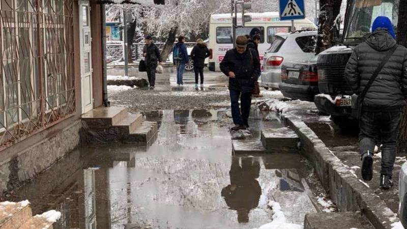 На Льва Толстого-Некрасова затопило тротуар. Фото