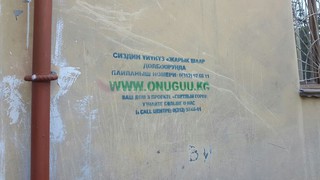 Партия «Онугуу-Прогресс» после уведомления ЦИК закрасила баллончиками лишь надписи партии и испортила вид стены дома в центре столицы, - житель <b><i>(фото)</i></b>