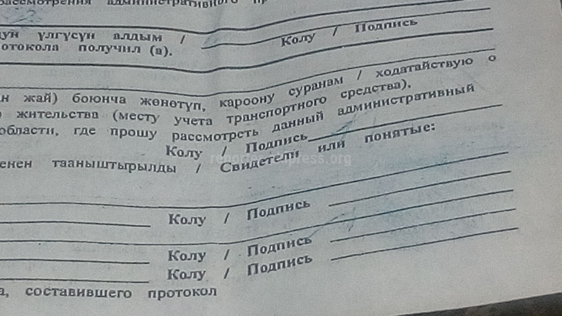 Протокол кыргызча образец