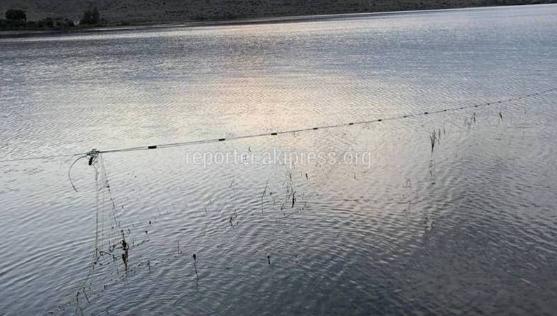 В озере Иссык-Куль в селе Кызыл-Туу оставили рыболовные сети (фото)