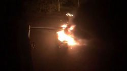 Ночью на правительственной трассе сгорела машина