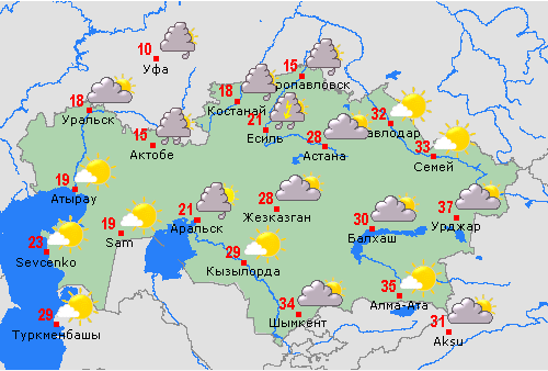 Карта погоды кокшетау