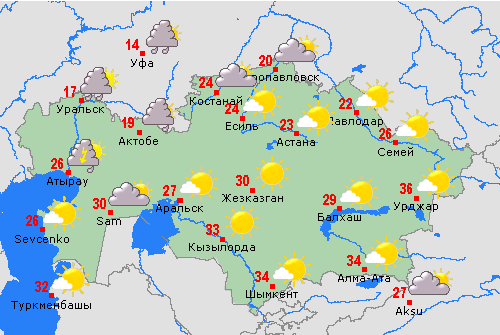 Карта погоды центральной россии