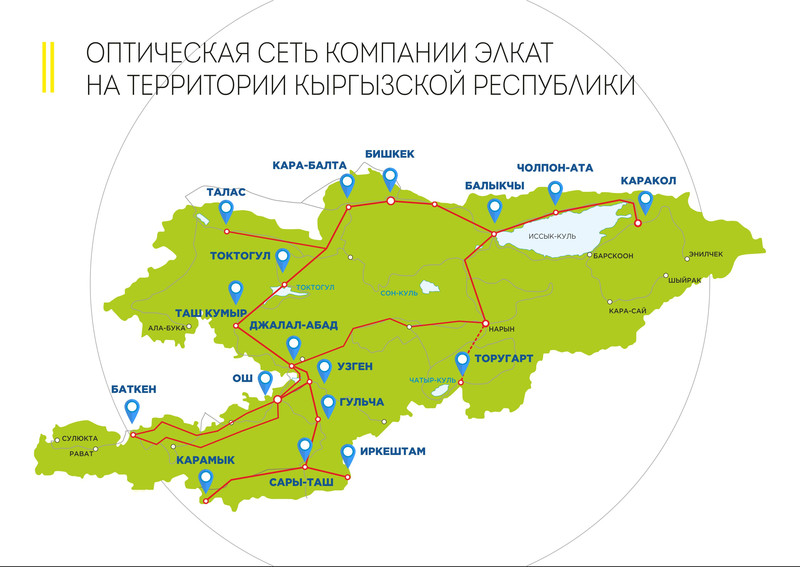 Карта — Завершен крупнейший телекоммуникационный проект в Кыргызстане — Tazabek
